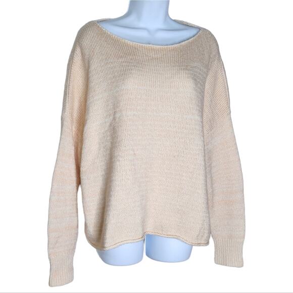 Madewell Threadmix Boatneck Sweater Light Orange Peach Boxy Knit Size Large - Picture 4 of 11